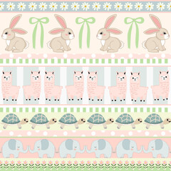 Cute animal patterns on pastel colors