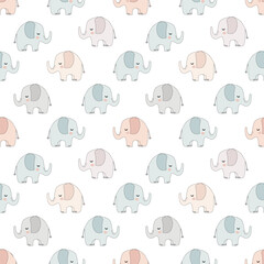 Cute elephant pattern, white isolate background