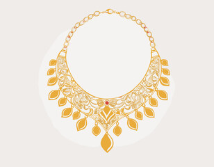 Elegant Gold Necklace Jewelry Vector Illustration