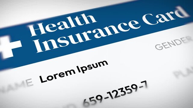 Health insurance card close up 4k footage, funds, health benefits, modern