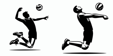 A Volleyball setter dump surprise. Sports Activity Playing Game Athlete Competition Clipart Line Art Vector Illustration. court strategist trick play unexpected attack from position player.
