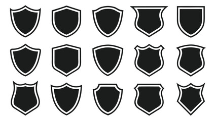 Black shields collection flat design badge emblem