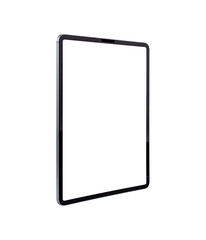 Tablet PC with blank screen isolated on transparent PNG.