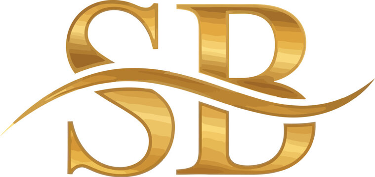 Elegant gold SB monogram on black radiates luxury, ideal for branding and sophisticated designs with a classic, professional style.