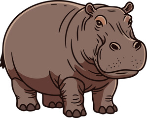 Hippopotamus realistic animal illustration standing on white background vector art