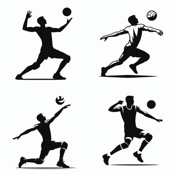 A Volleyball libero passing stance. Sports Activity Playing Game Athlete Competition Clipart Line Art Vector Illustration. Basic defensive posture floor players underhand reception form.