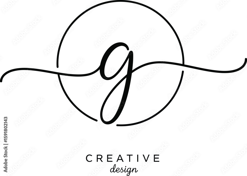 Fototapete elegant letter g initial inside a delicate circle, a stylish monogram for branding and creative proj