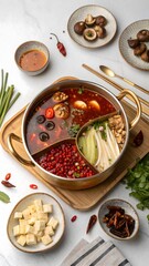 Chengdu-Style Sichuan Hot Pot &mdash; Studio Top-Down Food Photography