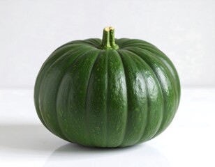 Single, round, deep green pumpkin
