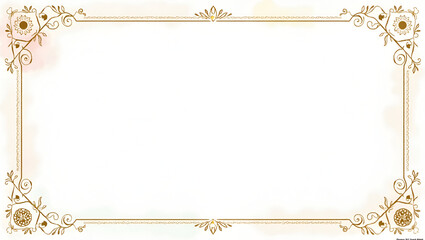 Stunning Realistic Watercolor Hijri Calendar Layout with Decorative Geometric Borders and Ornamental Patterns in Soft Pastel Tones - Perfect for Photo Stock with Left-Side Empty Space
