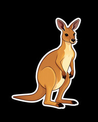 A cute cartoon kangaroo with her baby, a funny brown mammal vector illustration