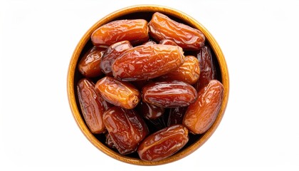 Obraz premium Dried dates in a wooden bowl