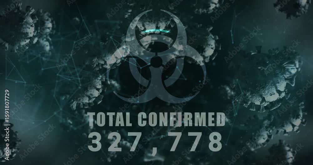 Poster virus particles linking count updating per second, fingerprint rising and locks appearing