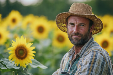 Fototapeta premium Generative AI Portrait of Flower Store Owner Florist Surrounded by Roses, Daisies and Seasonal Blooms