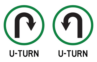 u-turn allowed road sign &ndash; green circular traffic symbol vector