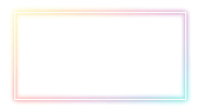 Empty rectangular frame with a vibrant rainbow neon border.