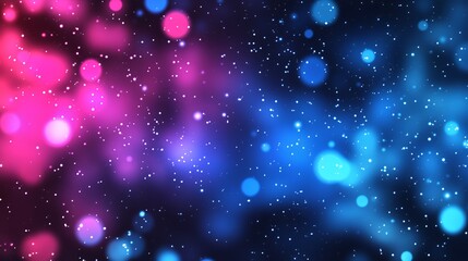 Abstract Space Background with Bokeh Effect and Colorful Light Spots