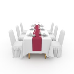 3d render Banquet Table and Chair design element Furniture
