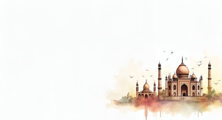 Artistic Watercolor Illustrations of Iconic Historic Landmarks: Global Heritage Sites in Soft Pastel Washes with Fine Architectural Line Work - Perfect for Photo Stock and Design Projects