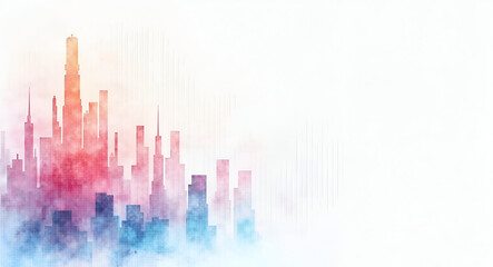 Watercolor Illustration of Customer Data Analytics: Analysts Visualizing Clusters on Pastel Charts with Fine Brushstrokes - Stock Photo Concept with Empty Left Space