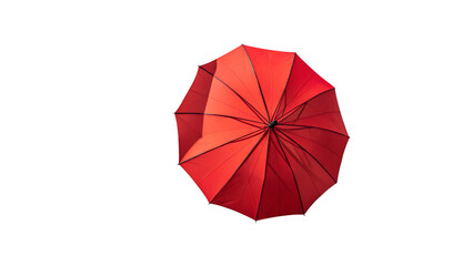 Vivid crimson umbrella casts its protective shade against a simple dark backdrop.