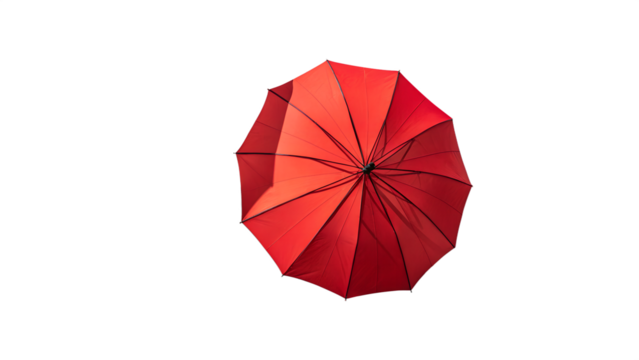 Vivid crimson umbrella casts its protective shade against a simple dark backdrop.