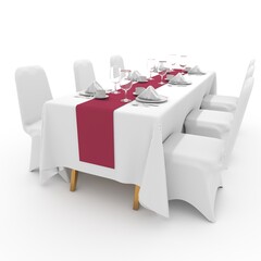 3d render Banquet Table and Chair design element Furniture