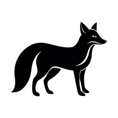 Curious fox with raised tail and pointed ears Line Art Vector illustration