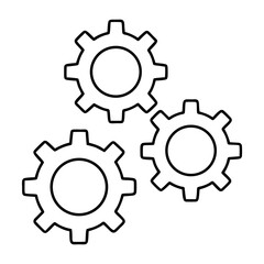 Minimalist Gear Mechanism Illustration with Three Interlocking Gears Vector Design
