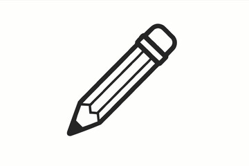 Obraz premium Minimal black pencil icon with pointed tip and eraser isolated on white background symbolizing writing and creativity