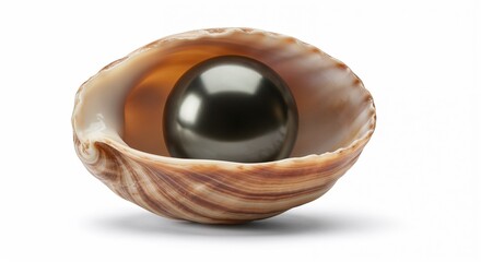 Shell with a black pearl inside showcasing natural beauty in a minimalist style