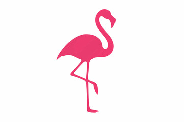 Pink flamingo silhouette in elegant standing pose on white background, perfect for minimalist design