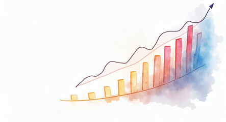 Watercolor Visualization of Customer Data Analytics: Analysts Exploring Customer Clusters on Pastel Charts with Fine Brushstrokes - Stock Photo Concept with Empty Space for Text