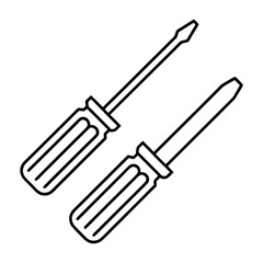 Minimalist Dog Illustration with Screwdriver Elements Flathead and Phillips Styles