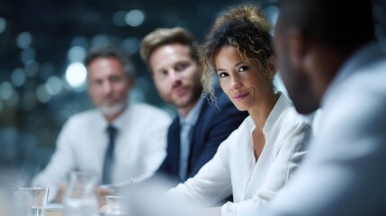 A group of professionals engaged in a brainstorming session around a table in an office setting  long title A diverse team of business professionals