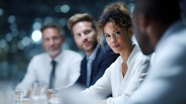 A group of professionals engaged in a brainstorming session around a table in an office setting  long title A diverse team of business professionals