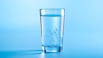 Clear glass tumbler filled with water, small bubbles