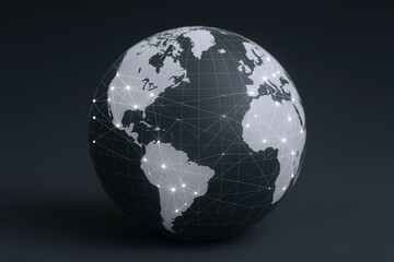 Fototapeta premium Digital Globe of the Earth with Connected Network of Glowing Points and Lines.