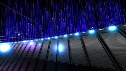 Technology big data service center, Internet data storage. Server room data flow processing, Wi-Fi network - Powered by Adobe