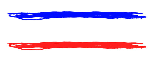 Blue and Red Color Marker Sketch Highlighter Line Elements for Overlay Design Isolated on a Transparent or White Background