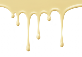 Thick, creamy condensed milk dripping in elegant strands, isolated on a clean transparent background