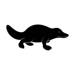 Platypus showing iconic flat bill feature Line Art Vector illustration