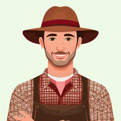 Farmer Traditional Workwear Vector Illustration