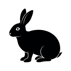 Rabbit sitting with long ears upright Line Art Vector illustration