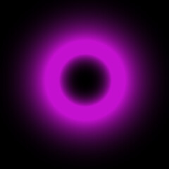 A mysterious glowing purple portal beckons from the void casting an ethereal light with a stark black backdrop and a