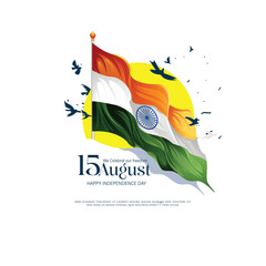 15th August Independence day of India vector art illustration