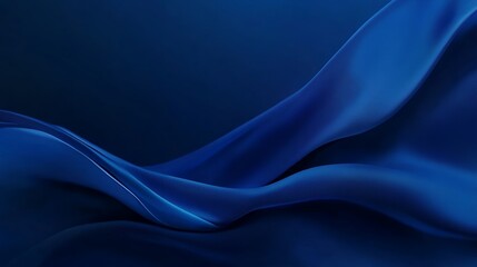 Obraz premium Elegant Dark Blue Fabric Flowing Abstractly Creates Smooth Waves and Curves