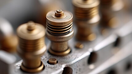 maintenance technical machinery infrastructure concept. Close-up of metallic machine components with intricate details.