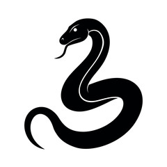 Fototapeta premium Snake coiled with tongue flicking out Line Art Vector illustration