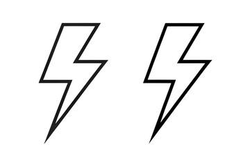Two Lightning Bolt Outline Graphic Elements on Transparent Background